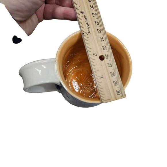 Handcrafted Signed L Sullivan Ceramic Mug With Whimsical Artwork Floral Interior - Picture 7 of 8